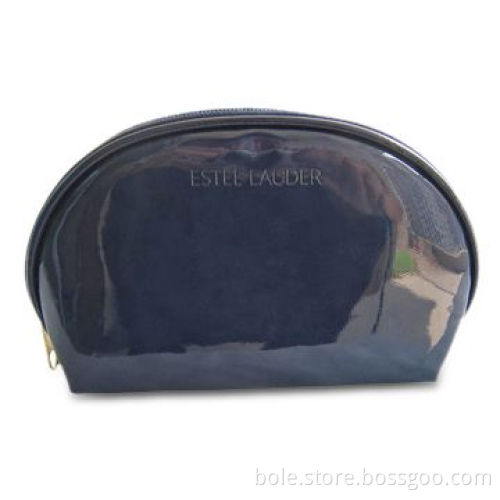 Vinly Cosmetic Bags in Half Moon Shape, with Emboss Logo, Available in Various Colors and Sizes